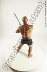 Underwear Fighting with sword Man Black Sitting poses - simple Muscular Bald Sitting poses - ALL Multi angles poses Academic